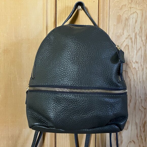 Vera Pelle Womens Pebbled Leather Convertible Backpack Micro Mini Green AN EXC - Picture 1 of 12